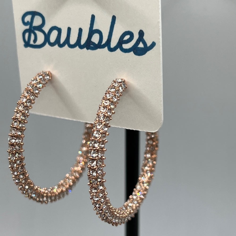 Baubles Rose Gold Hoops Austrian Crystals $12 EA or Bundle 3/$20